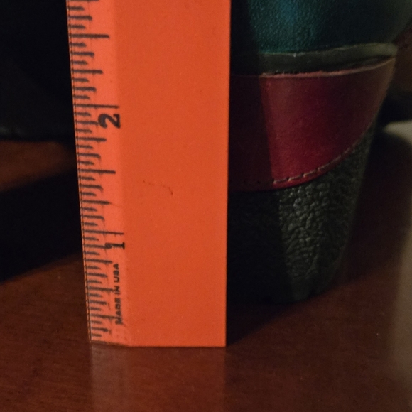 L'ARTISTE Spring Step Oxblood Red Teal Blue Gold Leather Ankle Boots Size 38 - Picture 11 of 11